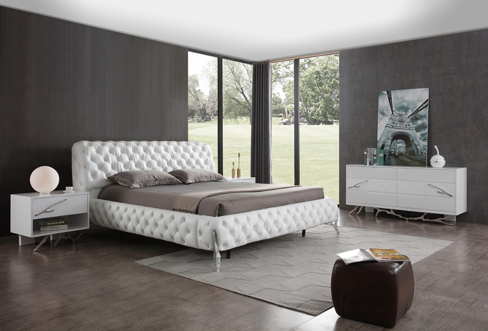 Picture of Modrest Legend Modern White Bonded Leather Bed