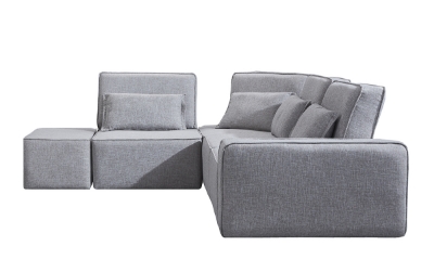 Picture of Divani Casa Chapel - Modern Light Grey Fabric Sectional Sofa + Ottoman