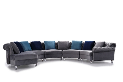 Picture of Divani Casa Darla - Modern Grey Velvet Curved Sectional Sofa