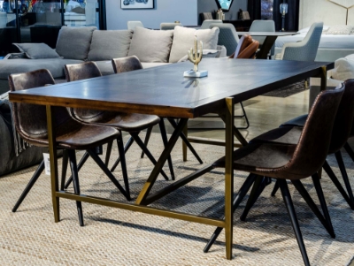 Picture of Modrest Shane - Modern Acacia & Brass Dining Table