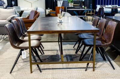 Picture of Modrest Shane - Modern Acacia & Brass Dining Table