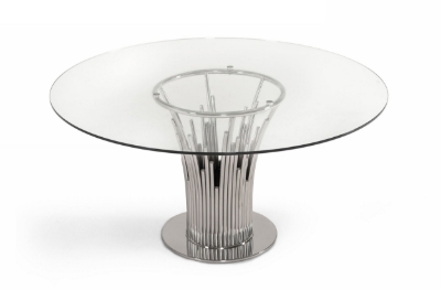 Picture of Modrest Paxton - Modern Round Glass & Stainless Steel Dining Table