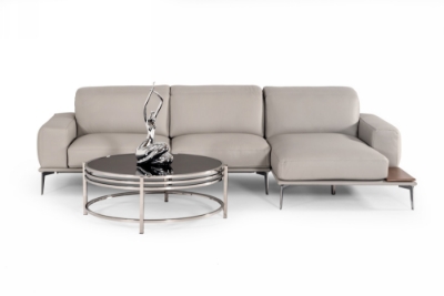 Picture of Lamod Italia Villeneuve - Italian Modern Light Grey Leather Right Facing Sectional Sofa