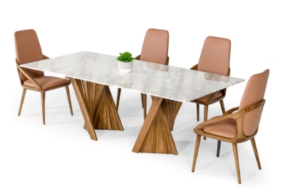 Picture of Modrest Cadence - Modern Walnut & Marble Dining Table