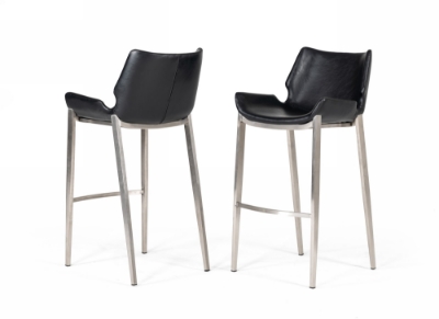 Picture of Modrest Dave - Modern Black Eco-Leather Bar Stool (Set of 2)