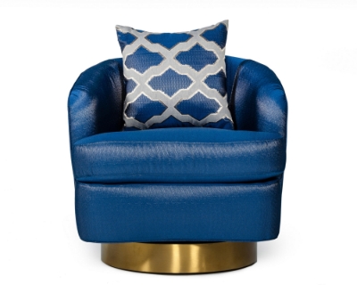 Picture of Modrest Niagra - Glam Blue and Gold Fabric Accent Chair