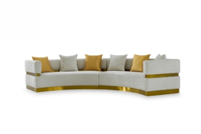 Picture of Divani Casa Kiva - Glam Beige + Gold Fabric Curved Sectional Sofa