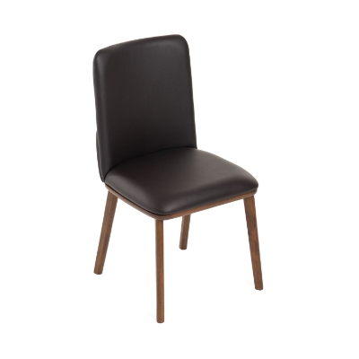 Picture of Modrest Utah - Modern Walnut and Brown Eco-Leather Dining Chair- Set of 2