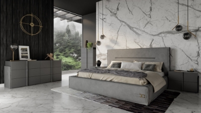 Picture of Lamod Italia Hollywood - Italian Contemporary Grey Leather Bed