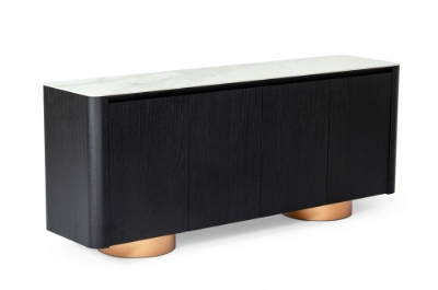 Picture of Modrest Peak - Modern White Ceramic/Black Oak/Rosegold Buffet 