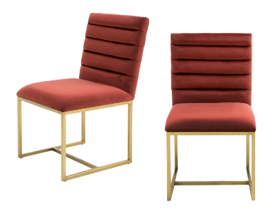 Picture of Modrest Barker - Modern Red & Brush Gold Dining Chair (set of 2)