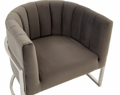 Picture of Modrest Landau - Modern Grey Velvet & Stainless Steel Accent Chair