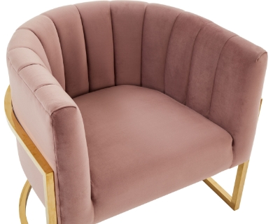 Picture of Modrest Landau - Modern Pink Velvet & Gold Stainless Steel Accent Chair