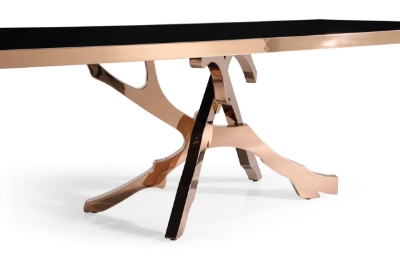 Picture of Modrest Legend - Modern Black Glass & Rosegold Dining Table