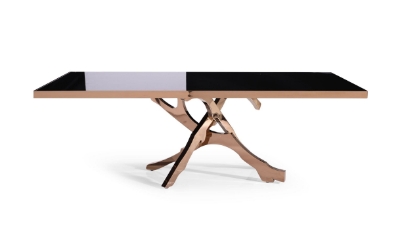 Picture of Modrest Legend - Modern Black Glass & Rosegold Dining Table