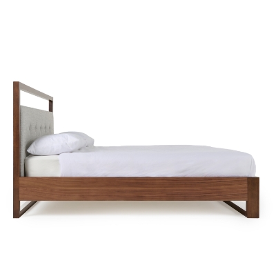 Picture of California King Nova Domus Falcor - Modern Grey Fabric & Walnut Veneer Bed