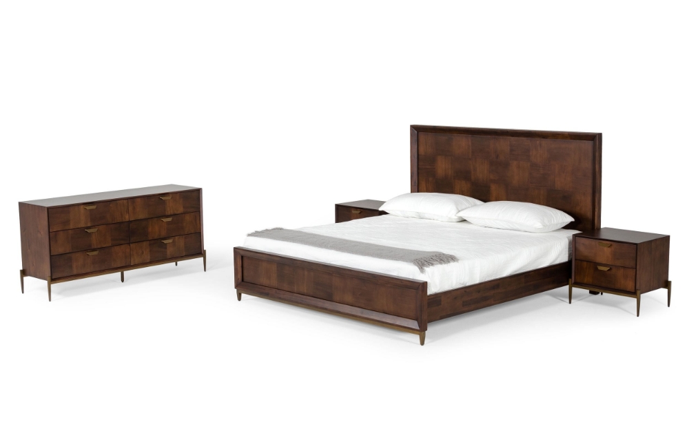 Picture of Modrest Shane - Eastern King Modern Acacia & Brass Bed