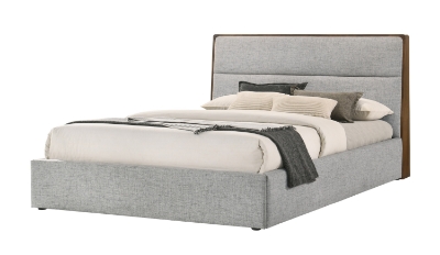 Picture of Modrest Dustin - Modern Grey Fabric & Walnut Trimmed Bed