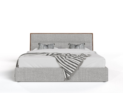 Picture of Modrest Dustin - Modern Grey Fabric & Walnut Trimmed Bed