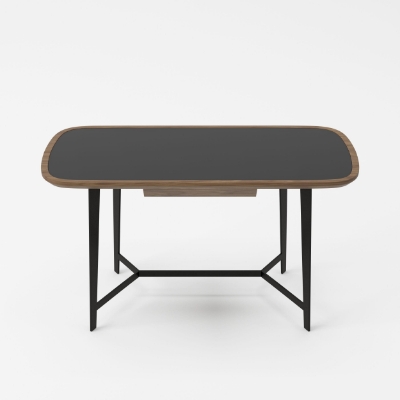 Picture of Modrest Girard - Modern Walnut & Black Glass Desk