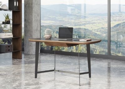 Picture of Modrest Girard - Modern Walnut & Black Glass Desk