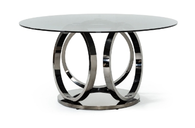 Picture of Modrest Enid - Modern Smoked Glass & Black Stainless Steel Round Dining Table