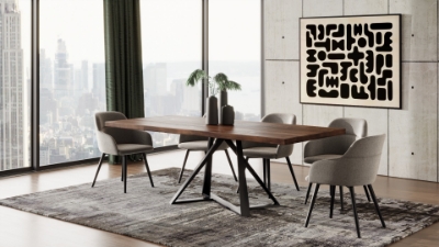 Picture of Modrest Keanna - Modern Industrial Walnut & Black Dining Table