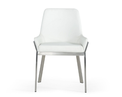 Picture of Modrest Ganon - Modern White & Brushed Stainless Steel Dining Chair