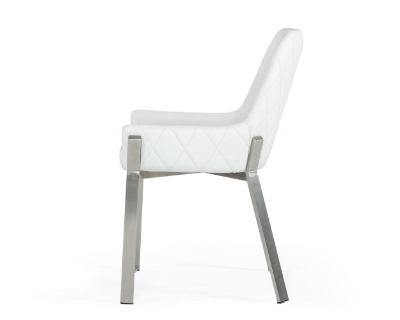 Picture of Modrest Ganon - Modern White & Brushed Stainless Steel Dining Chair