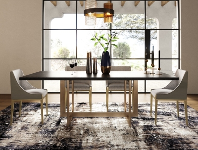 Picture of Modrest Pike - Modern Black Ash & Brass Dining Table