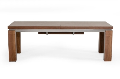 Picture of Modrest Maxi - Modern Walnut & Stainless Steel Dining Table