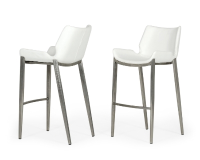 Picture of Modrest Dave - Modern White Leatherette Bar Stool (Set of 2)