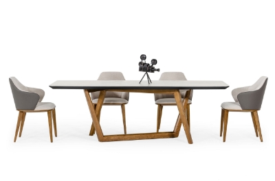 Picture of Modrest James - Contemporary Walnut & White Dining Table