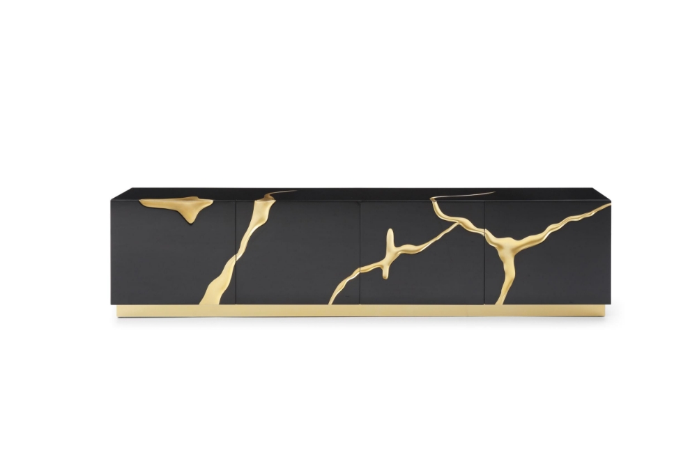 Picture of Modrest Aspen - Modern Black & Gold TV Stand