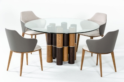 Picture of Modrest Greta - Modern Glass & Walnut Dining Table