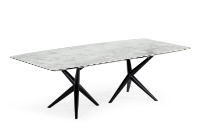 Picture of Modrest Stetson - Modern White Ceramic & Smoked Ash Dining Table