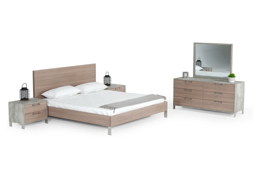 Picture of Nova Domus Boston - Modern Brown Oak & Brushed Stainless Steel Bed