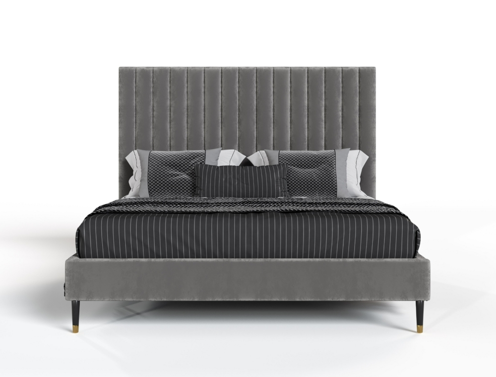 Picture of Modrest Hemlock - Modern Grey Velvet Bed