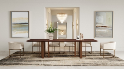 Picture of Modrest Livia - Modern Wenge & Gold Stainless Steel Dining Table