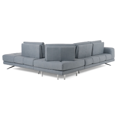 Picture of Lamod Italia Mood - Contemporary Blue Leather Right Facing Sectional Sofa