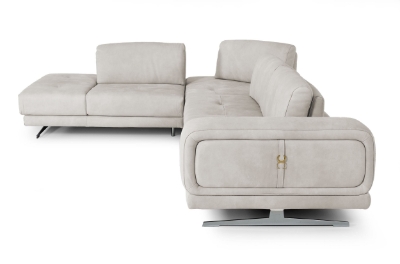 Picture of Lamod Italia Mood - Contemporary Light Grey Leather Left Facing Sectional Sofa