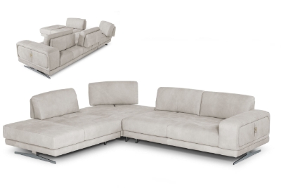 Picture of Lamod Italia Mood - Contemporary Light Grey Leather Left Facing Sectional Sofa