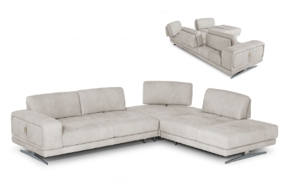 Picture of Lamod Italia Mood - Contemporary Light Grey Leather Right Facing Sectional Sofa