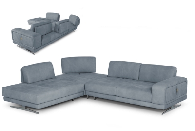 Picture of Lamod Italia Mood - Contemporary Blue Leather Left Facing Sectional Sofa