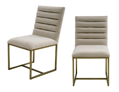 Picture of Modrest Barker - Modern Beige & Brush Gold Dining Chair (Set of 2)