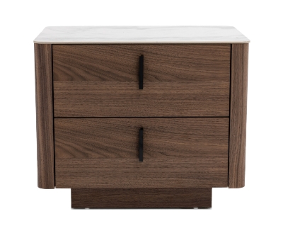 Picture of Modrest Chelton - Contemporary White Ceramic & Walnut Nightstand