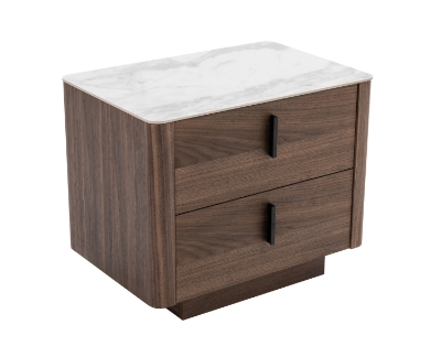 Picture of Modrest Chelton - Contemporary White Ceramic & Walnut Nightstand