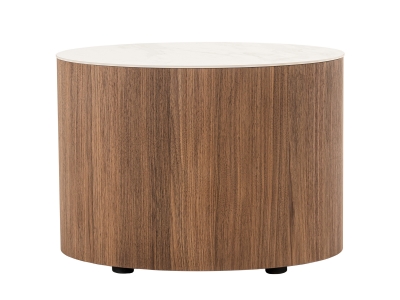 Picture of Modrest Chelton - Contemporary White Ceramic & Walnut Oval Nightstand