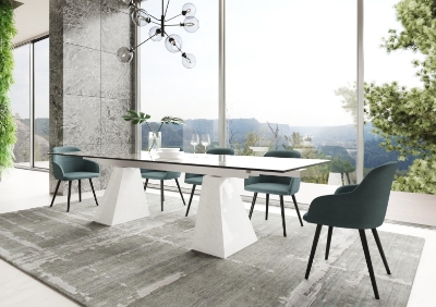 Picture of Modrest Latrobe - Modern Extendable Quartz Stone & Glass Dining Table