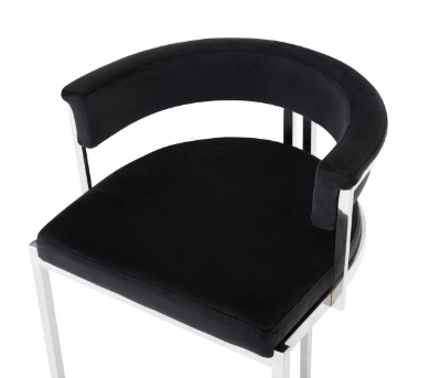 Picture of Modrest Munith - Modern Black Velvet & Stainless Steel Counter Stool